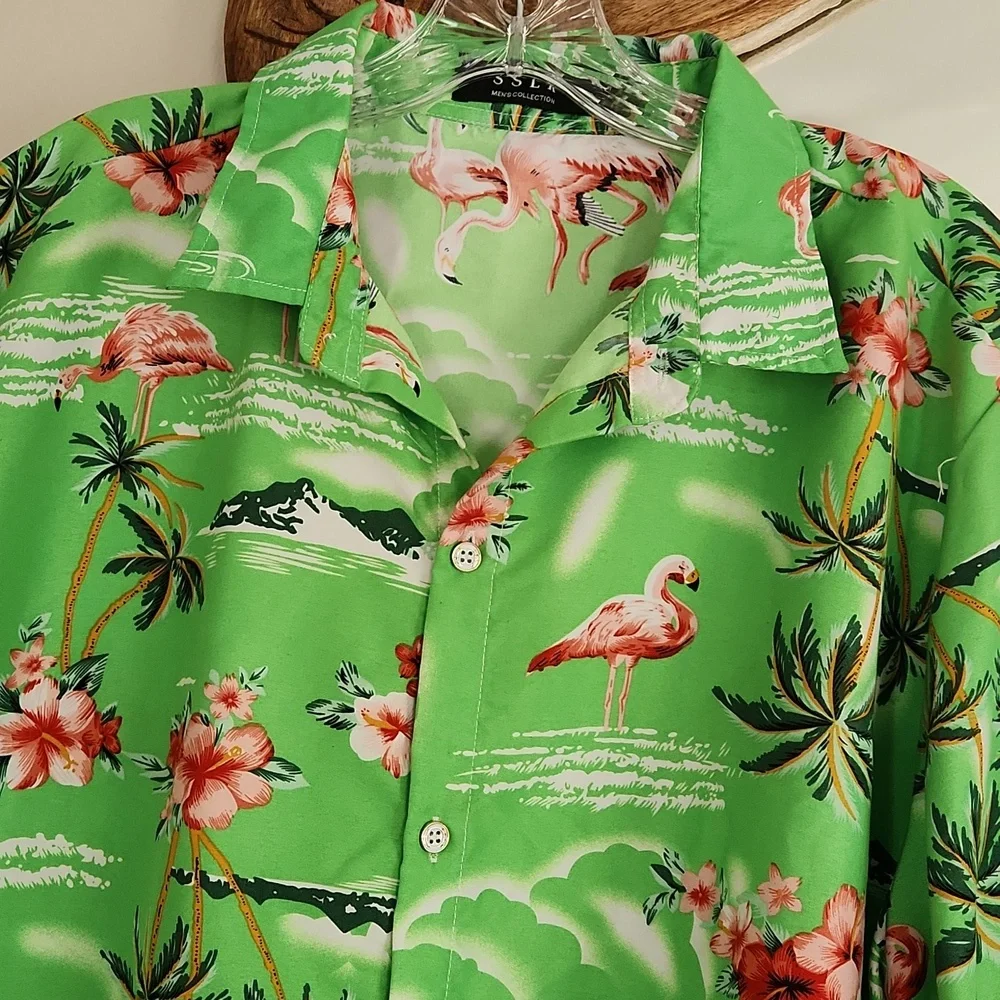 Tropical Green Flamingo Shirt - Picture 2 of 6